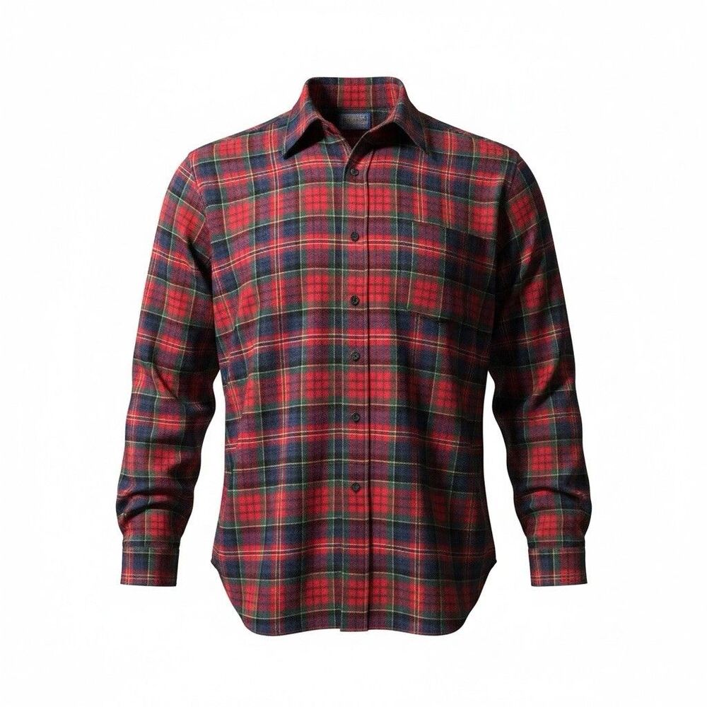Vintage 70s Wool Pendleton Shirt Mens XL (no size tag) Red Plaid Long Sleeve USA